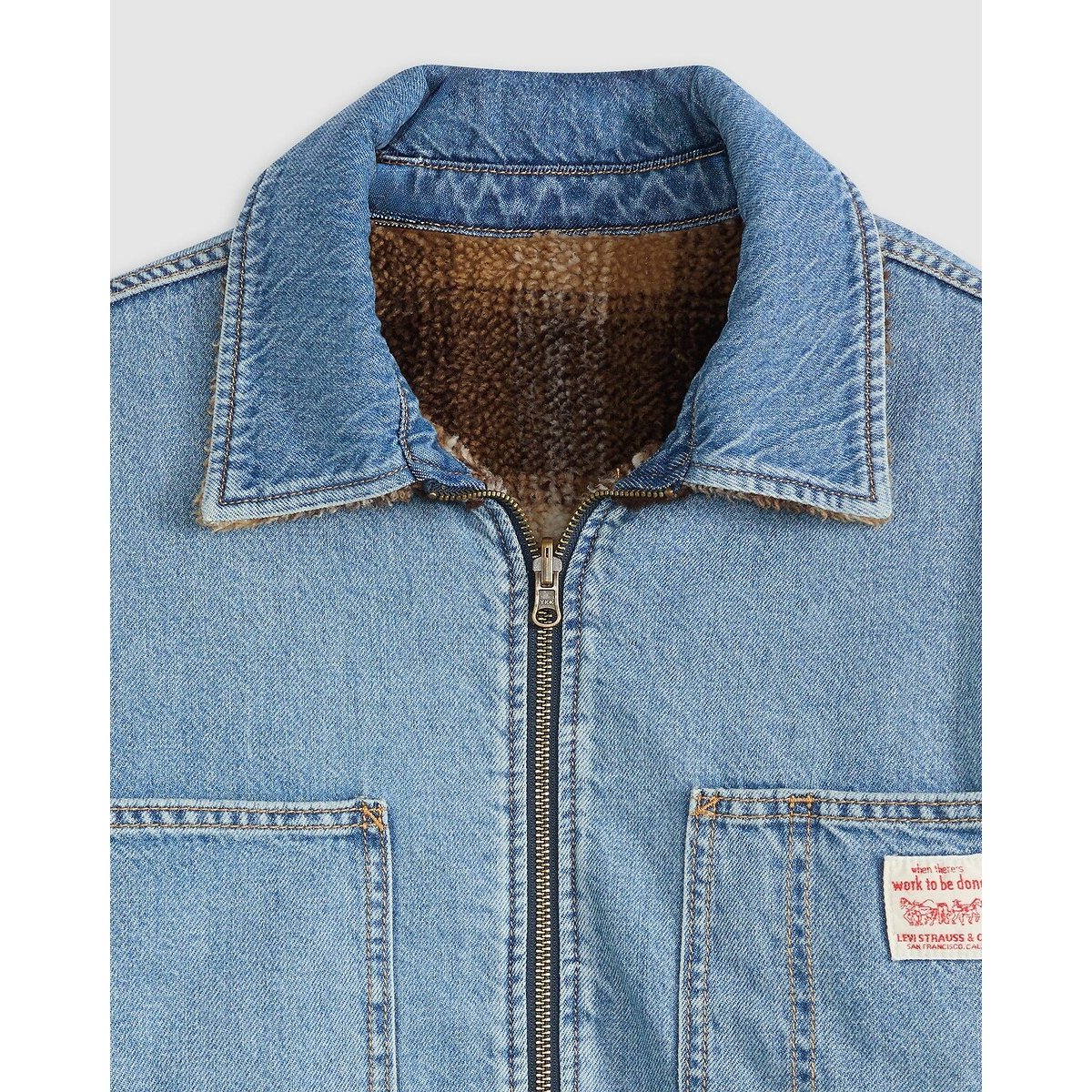 Omkeerbaar jasje in denim en sherpa blauw, LEVI'S