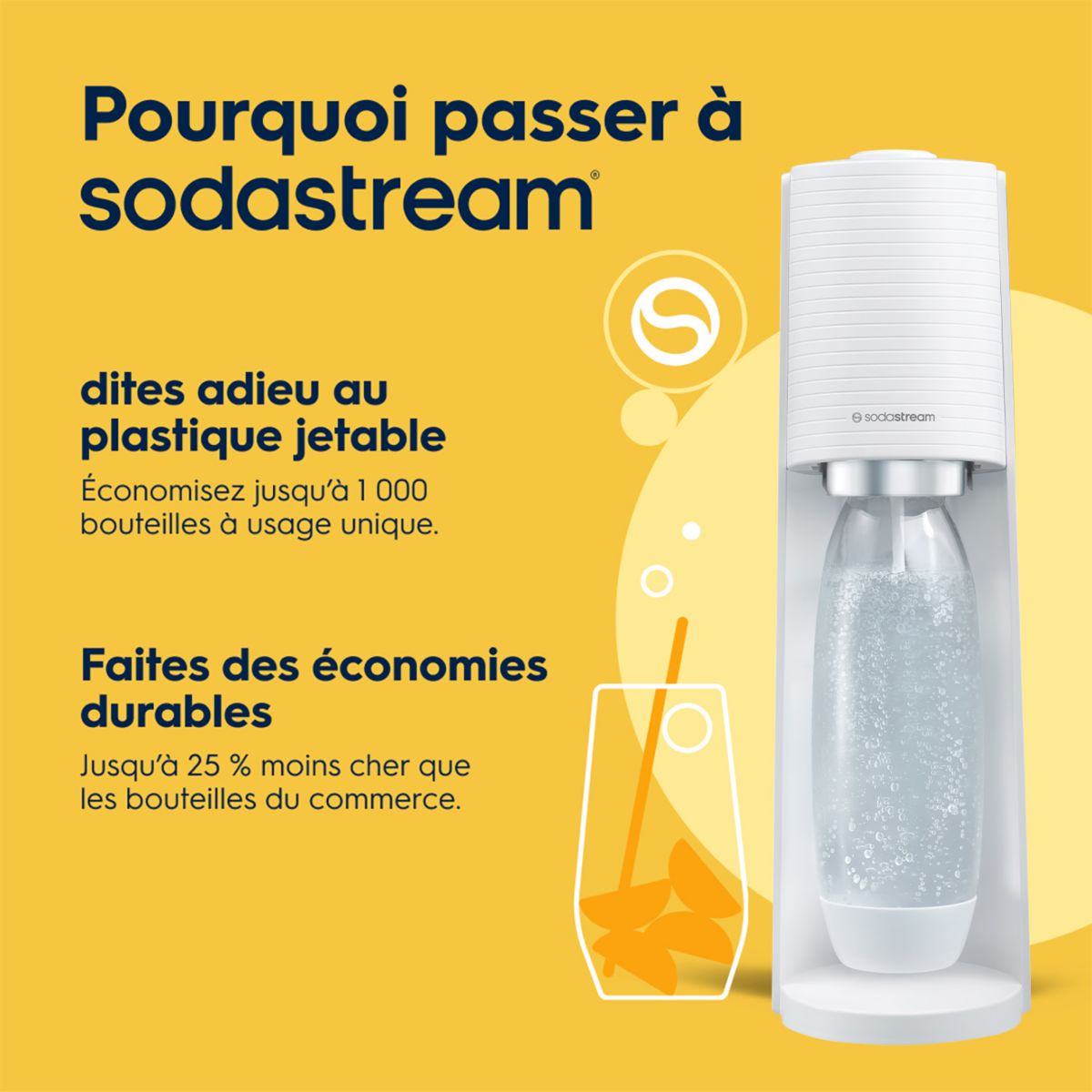 Machine à Soda Terra avec 1 bouteille blanc, SODASTREAM