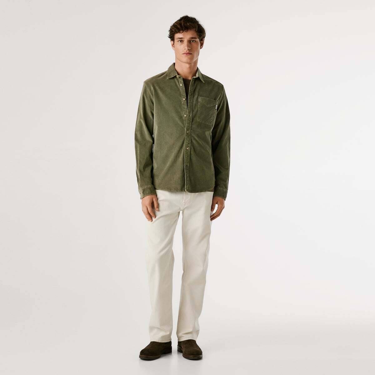 Chemise en velours Clayton kaki, PEPE JEANS