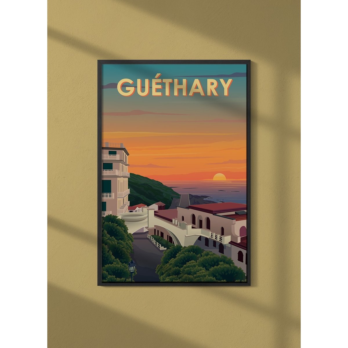 Affiche ville Guéthary blanc, L'AFFICHERIE
