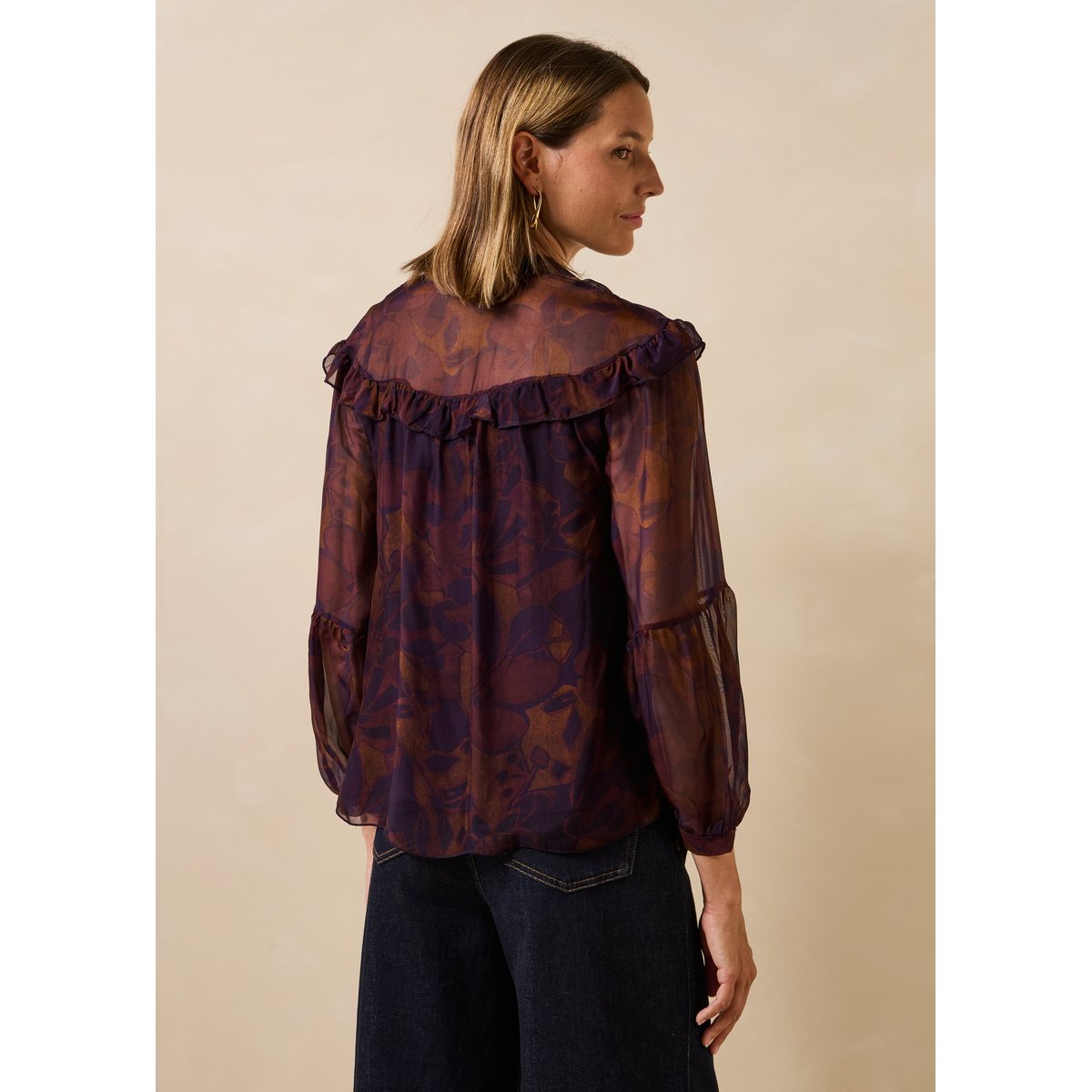 Top manches longues à imprimé floral viola/tandoori, LA FEE MARABOUTEE