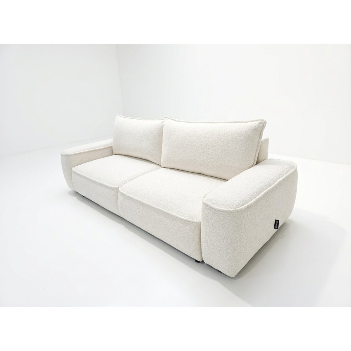 Canapé droit convertible 3 places en tissu chenille, HONORE blanc, BOBOCHIC