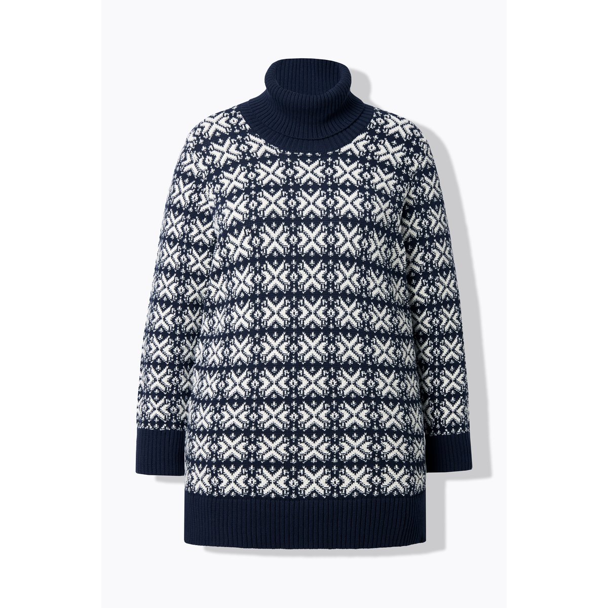 Pull en coton bio à manches longues bleu marine, ULLA POPKEN