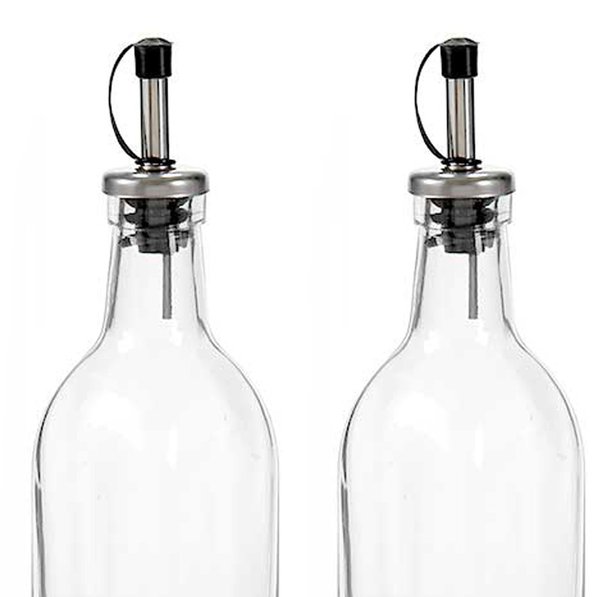 Set huilier + vinaigrier en verre avec bouchon acier 50cl transparent, WADIGA