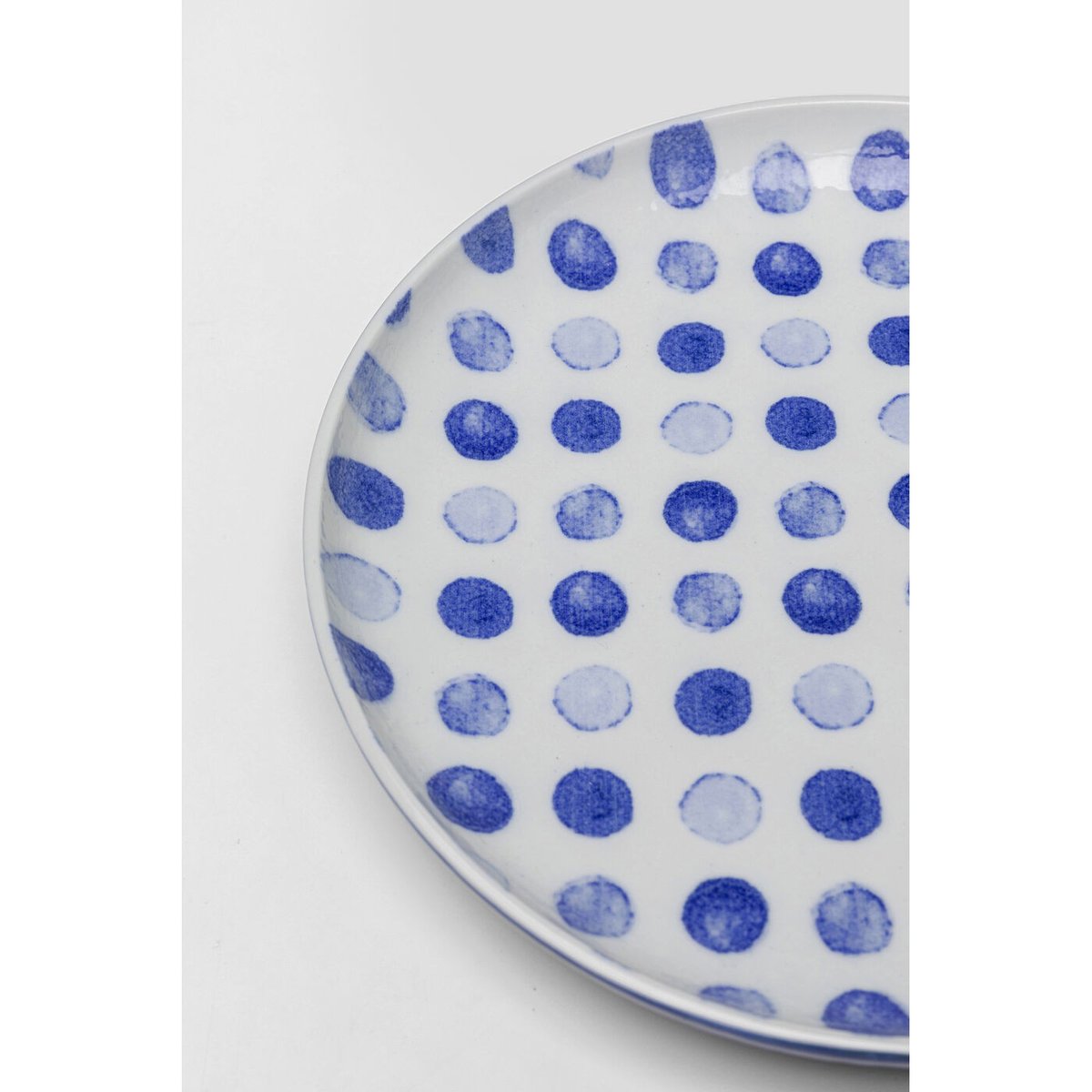 Lot de 6 assiettes plates à dessert à pois, PARTITO bleu, KARE DESIGN