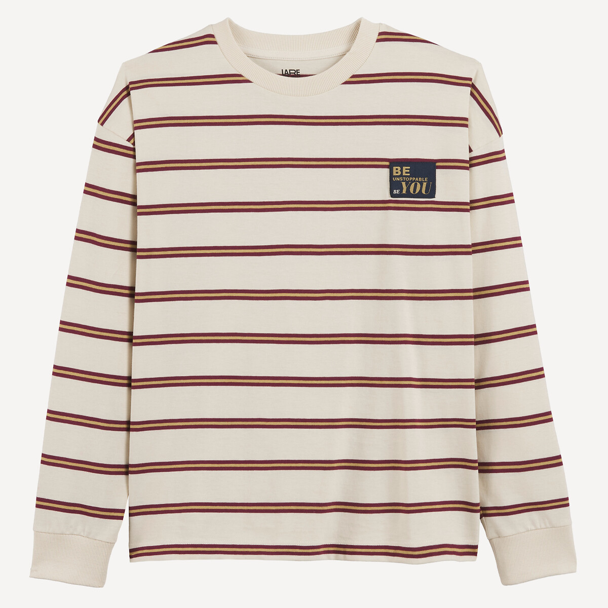 Striped Long Sleeve T-Shirt burgundy striped , LA REDOUTE COLLECTIONS