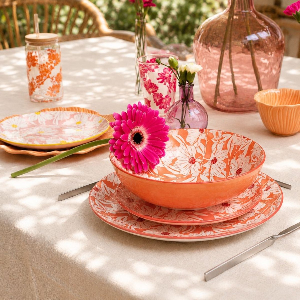 Lot de 6 assiettes creuses, OPHELIA rose, ARTIME
