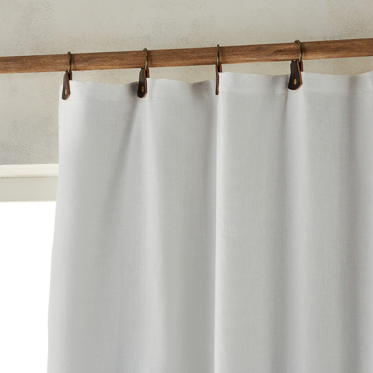 Private Blackout Washed Linen Curtain with Rings white, AM.PM