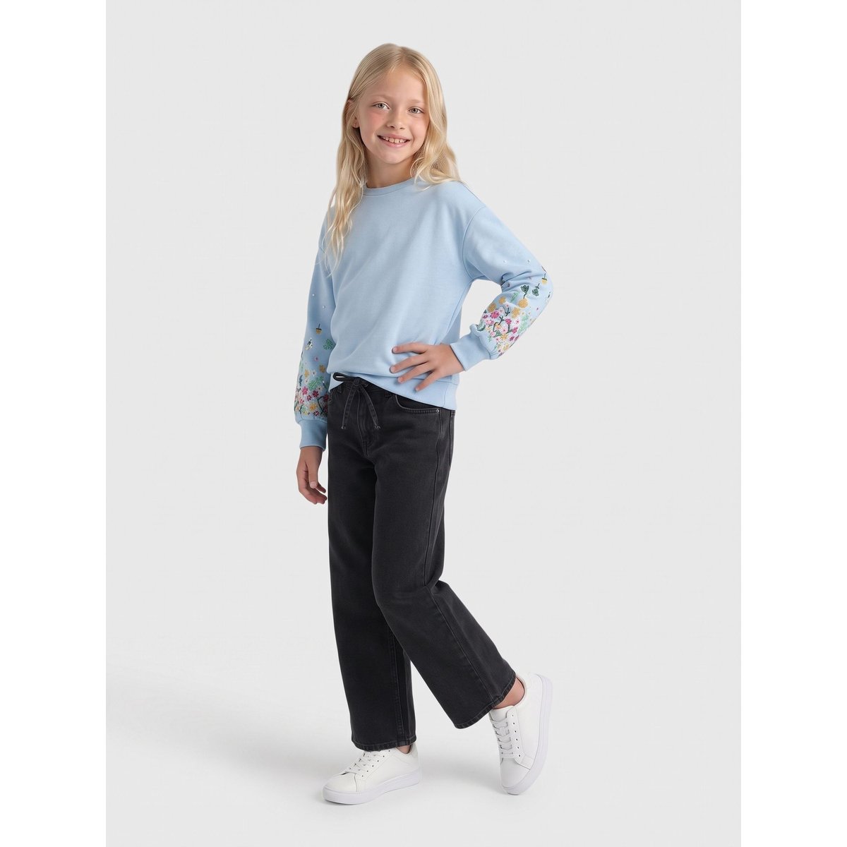 Jean Coupe Droite noire - washed black 1, KIDS ONLY