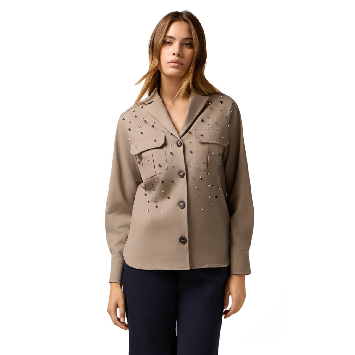 Chemise veste avec boutons beige, OLTRE