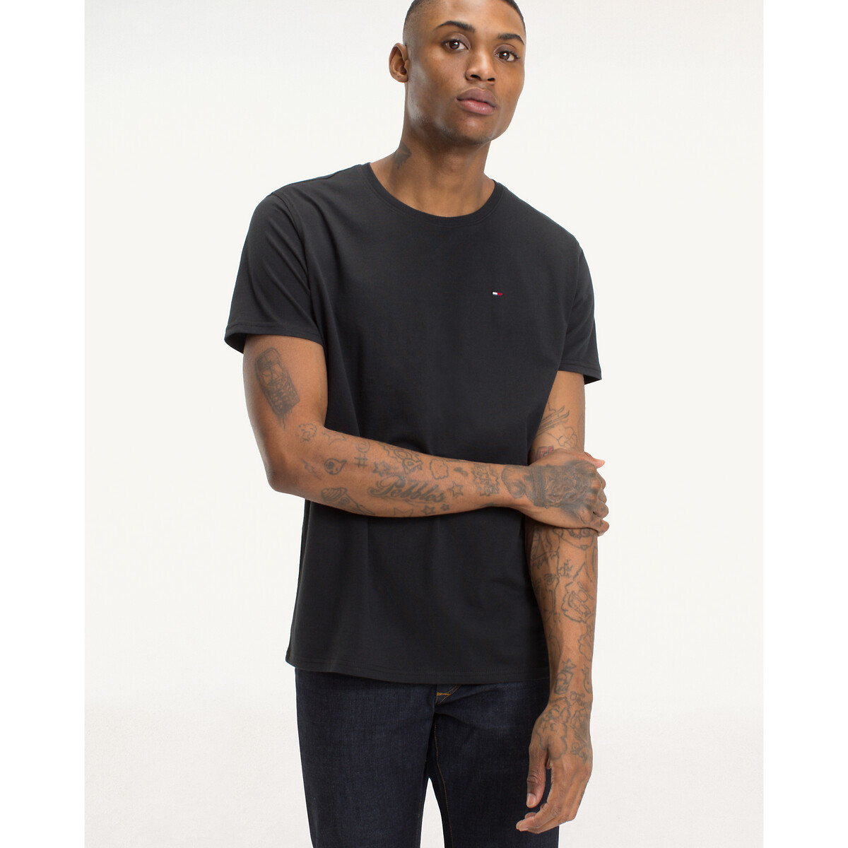 T-shirt Original jersey col rond noir, TOMMY JEANS