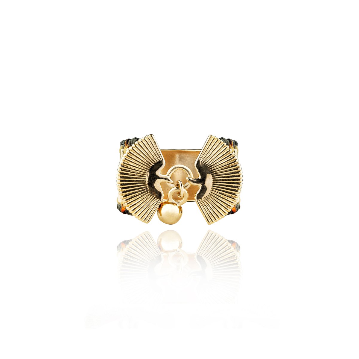Bague cabochon central FEROY doré, HIPANEMA