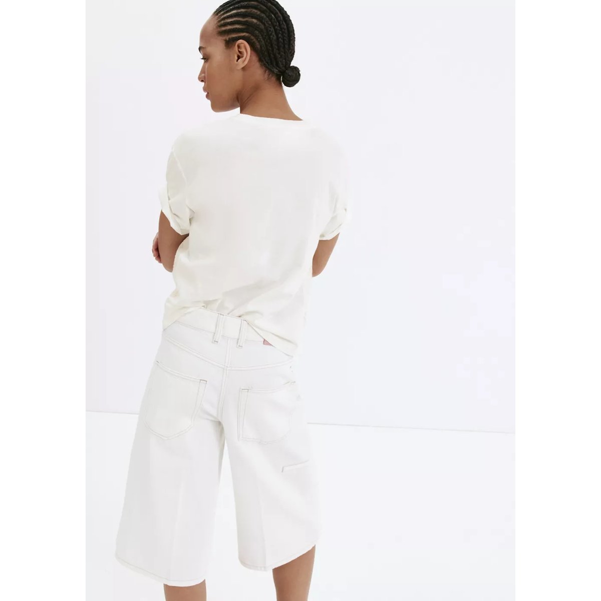 T-shirt coton broderie à fleurs écru, MANGO