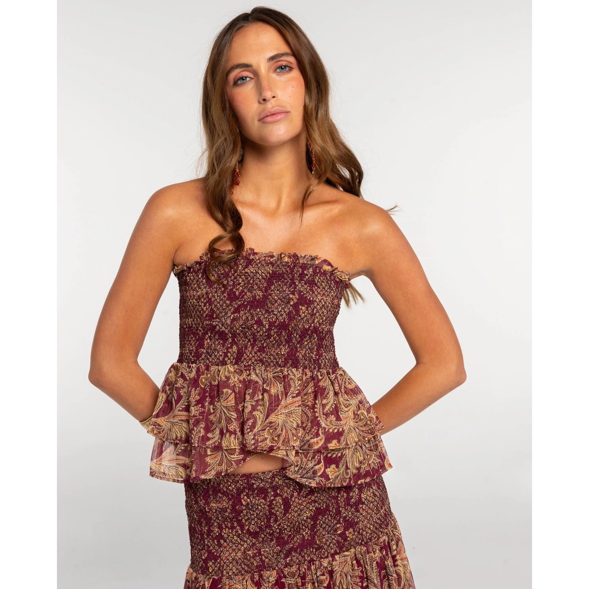 Top smocké imprimé multicolore, THE-ARE