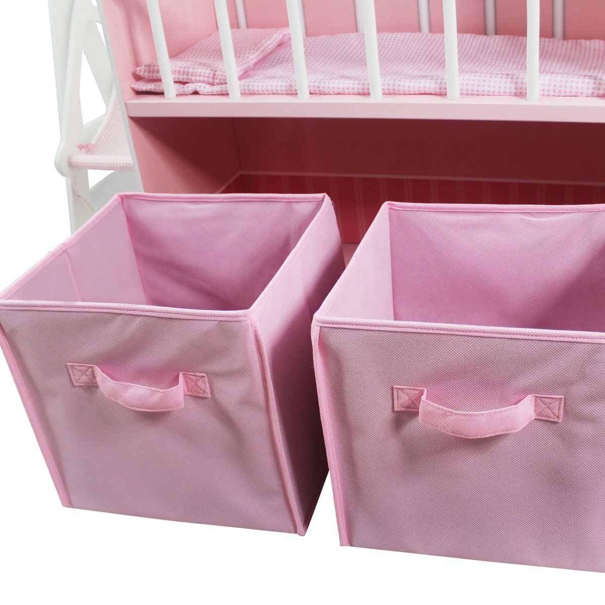 Table à langer poupée avec rangement et lit bébé rose, TEAMSON KIDS