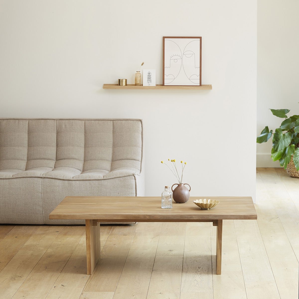 Table basse en bois de teck 120 cm BOSTON naturel, BERAH GETAH