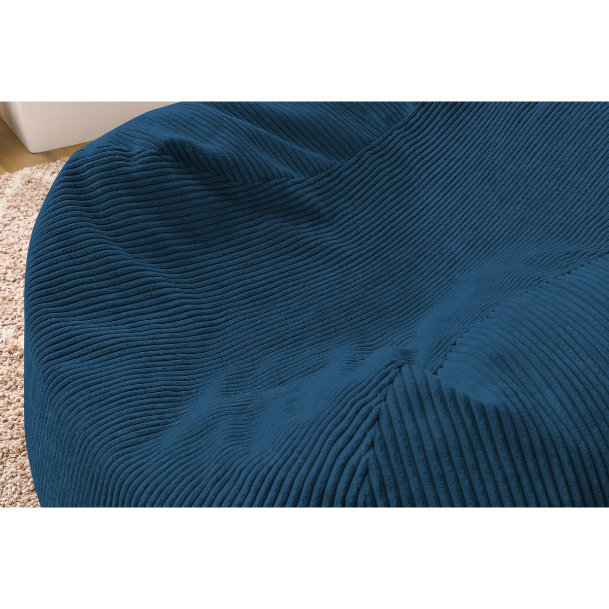 Pouf velours côtelé, VOLTAIRE bleu foncé, BOBOCHIC