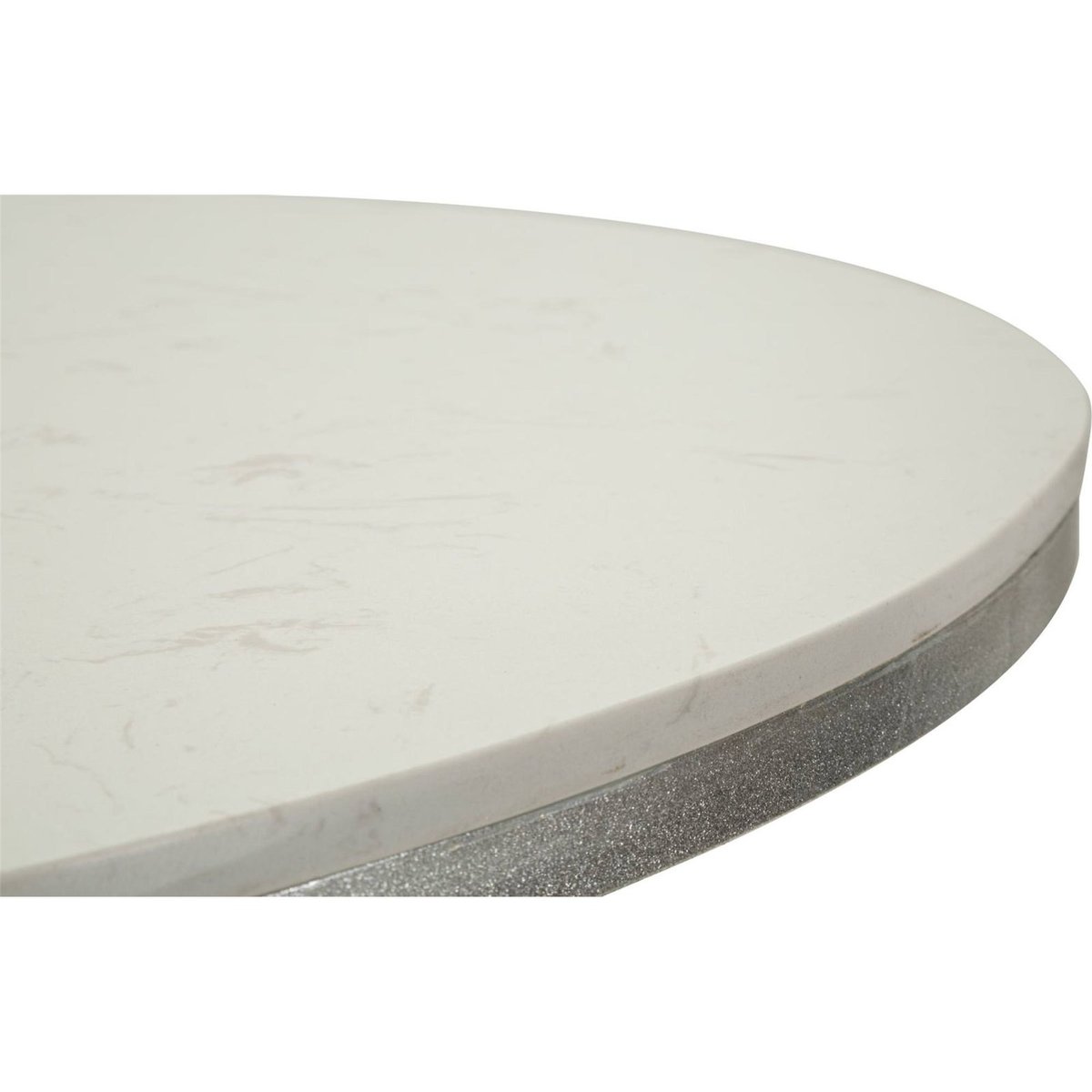 Table à manger ronde plateau effet marbre GLAM argenté et blanc effet marbre, RECOLLECTION