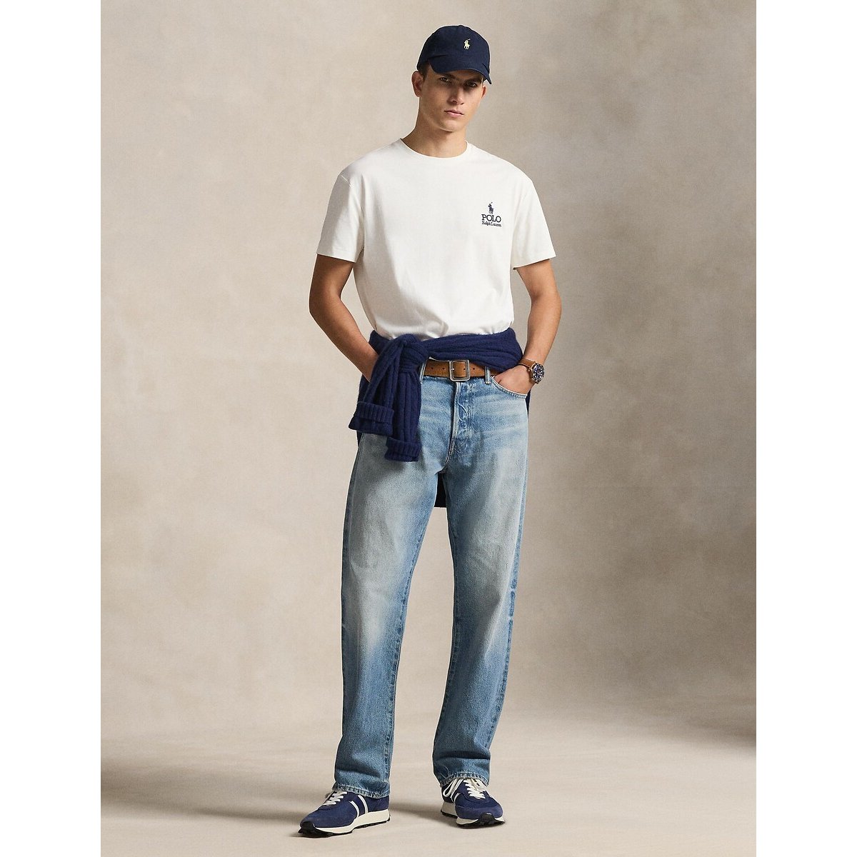 T-shirt Classic Fit à logo en jersey ecru, POLO RALPH LAUREN