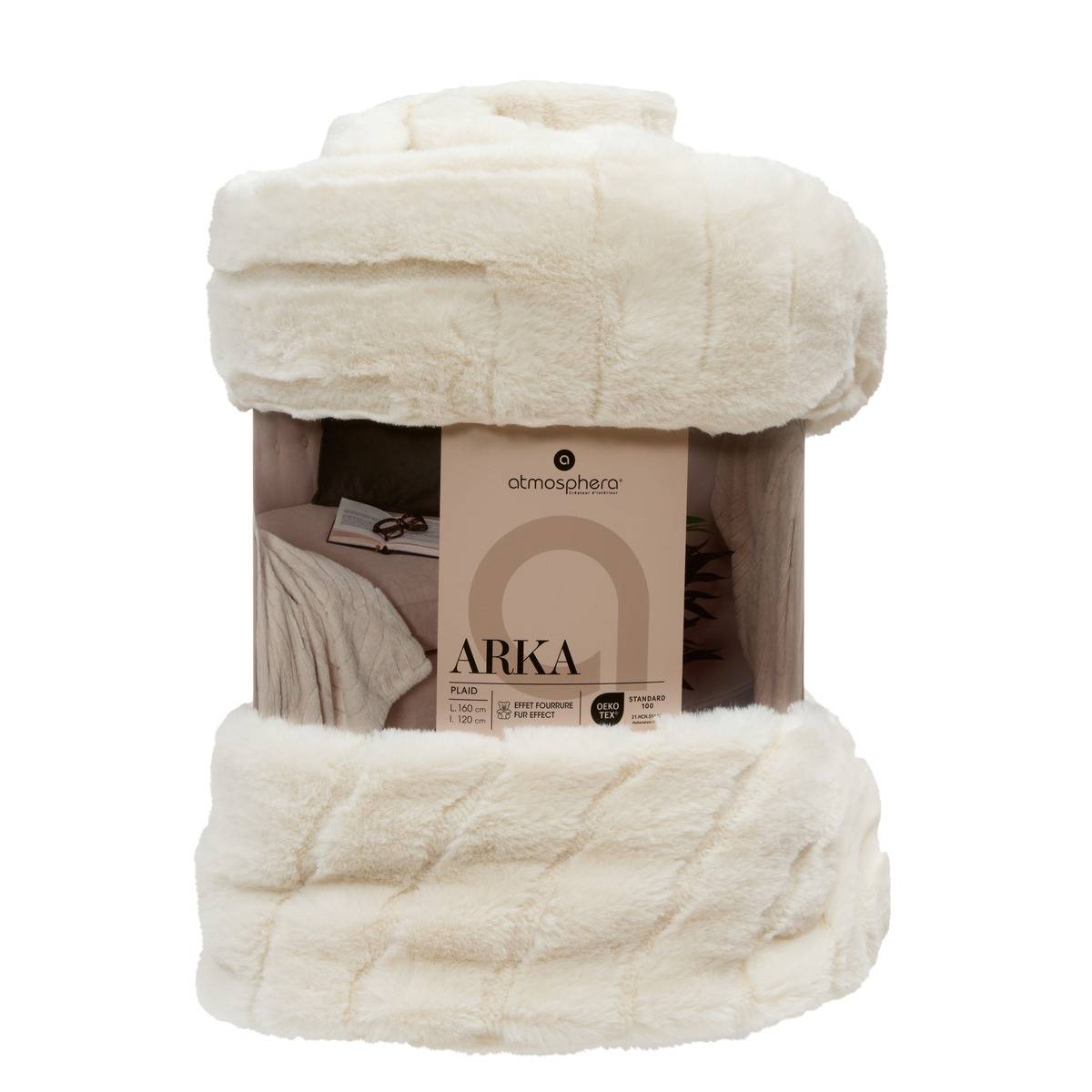 Plaid imitation fourrure ARKA ivoire, ATMOSPHERA