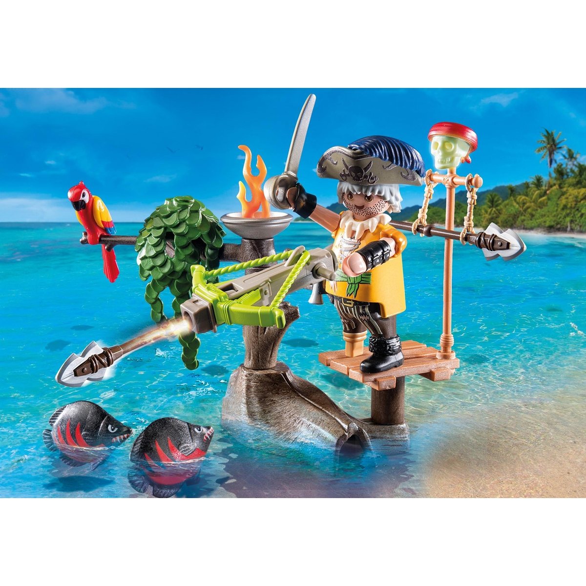 avec arbalète, flèche et poissons à viser multicolore, PLAYMOBIL
