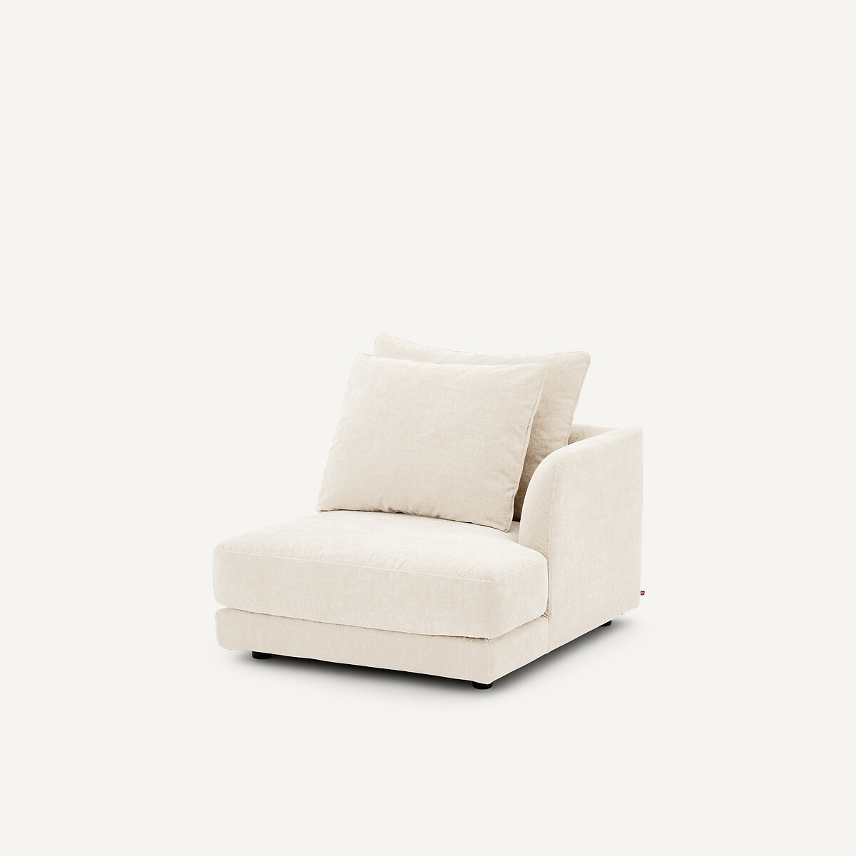 Rechtes Einzelsofa, modular, aus Chenille-Samt, TIBERIO weiss, AM.PM