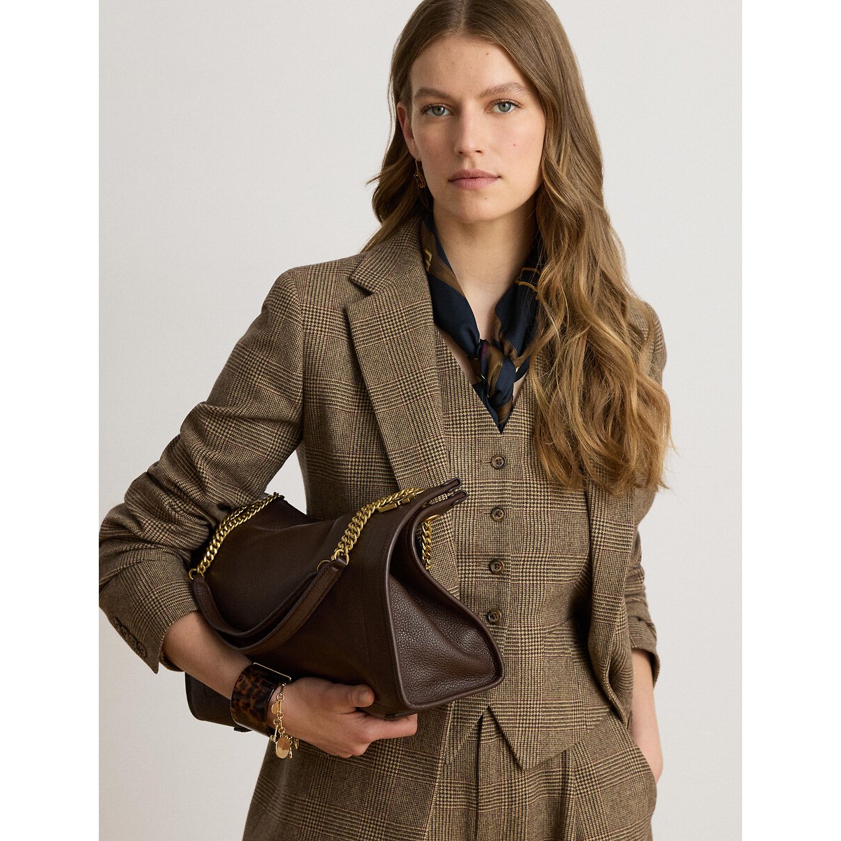 Bradley Large Leather Handbag brown, LAUREN RALPH LAUREN