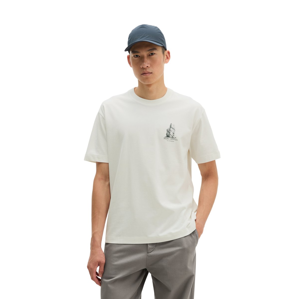 T-shirt regular avec un grand imprimé au dos blanc, MARC O'POLO