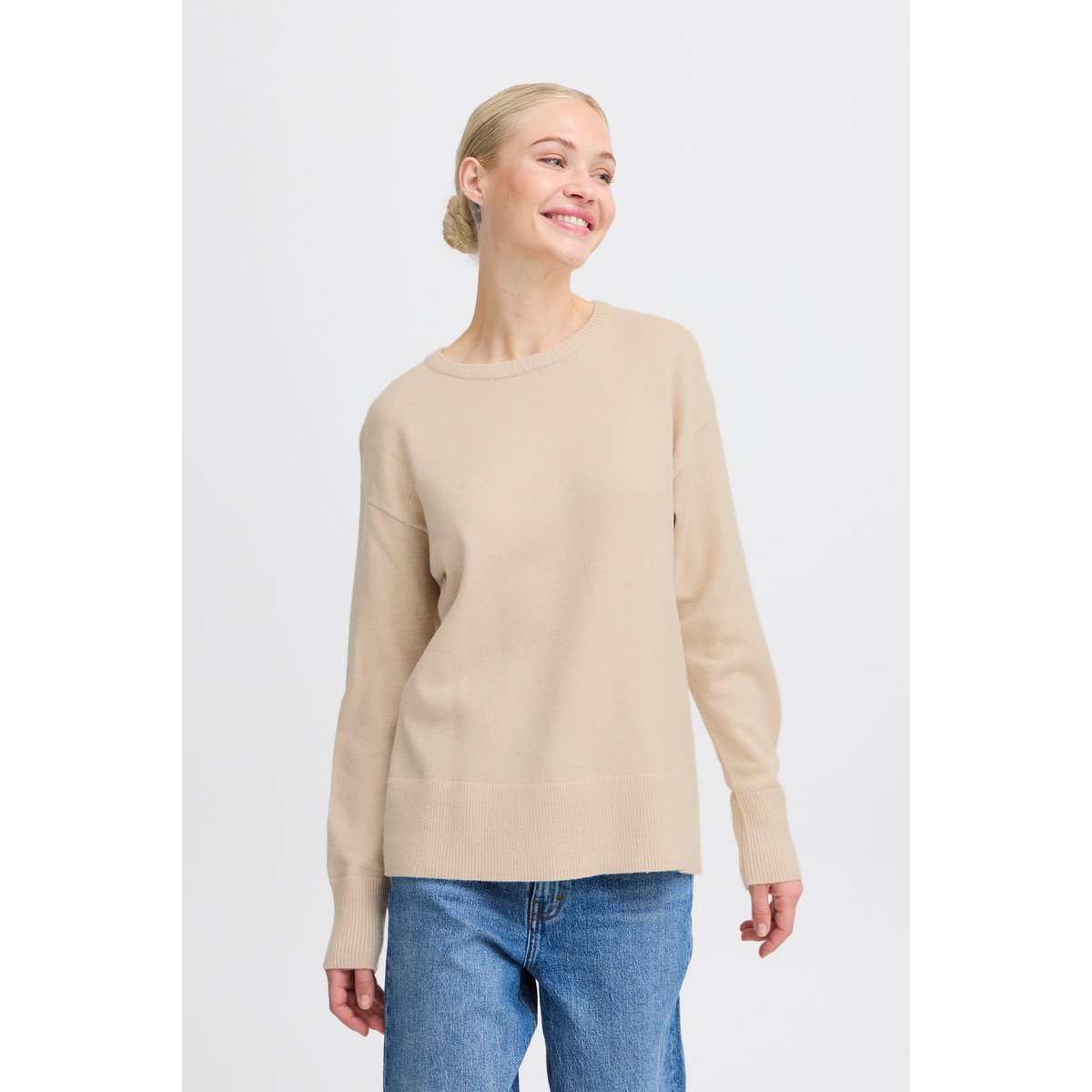 Long sleeve beige cement melange, B.YOUNG