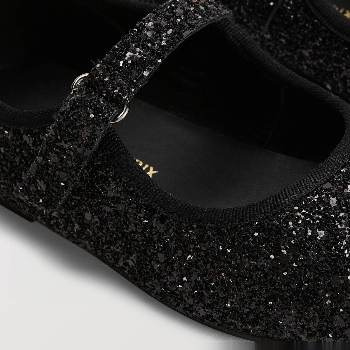 Salomés en cuir à paillettes noir, MONOPRIX