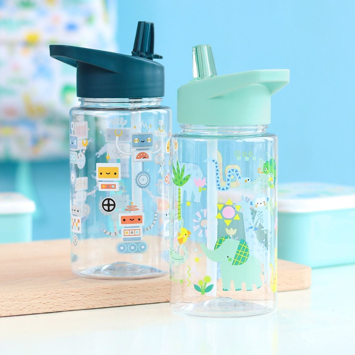Gourde enfant 450 ml bleu jungle, A LITTLE LOVELY COMPANY