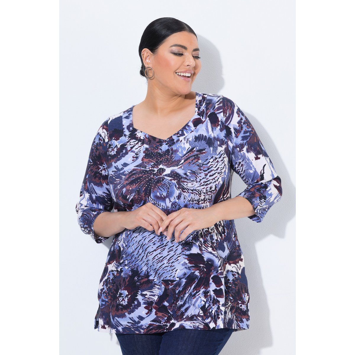 T-shirt en coton Pima marine foncé, ULLA POPKEN