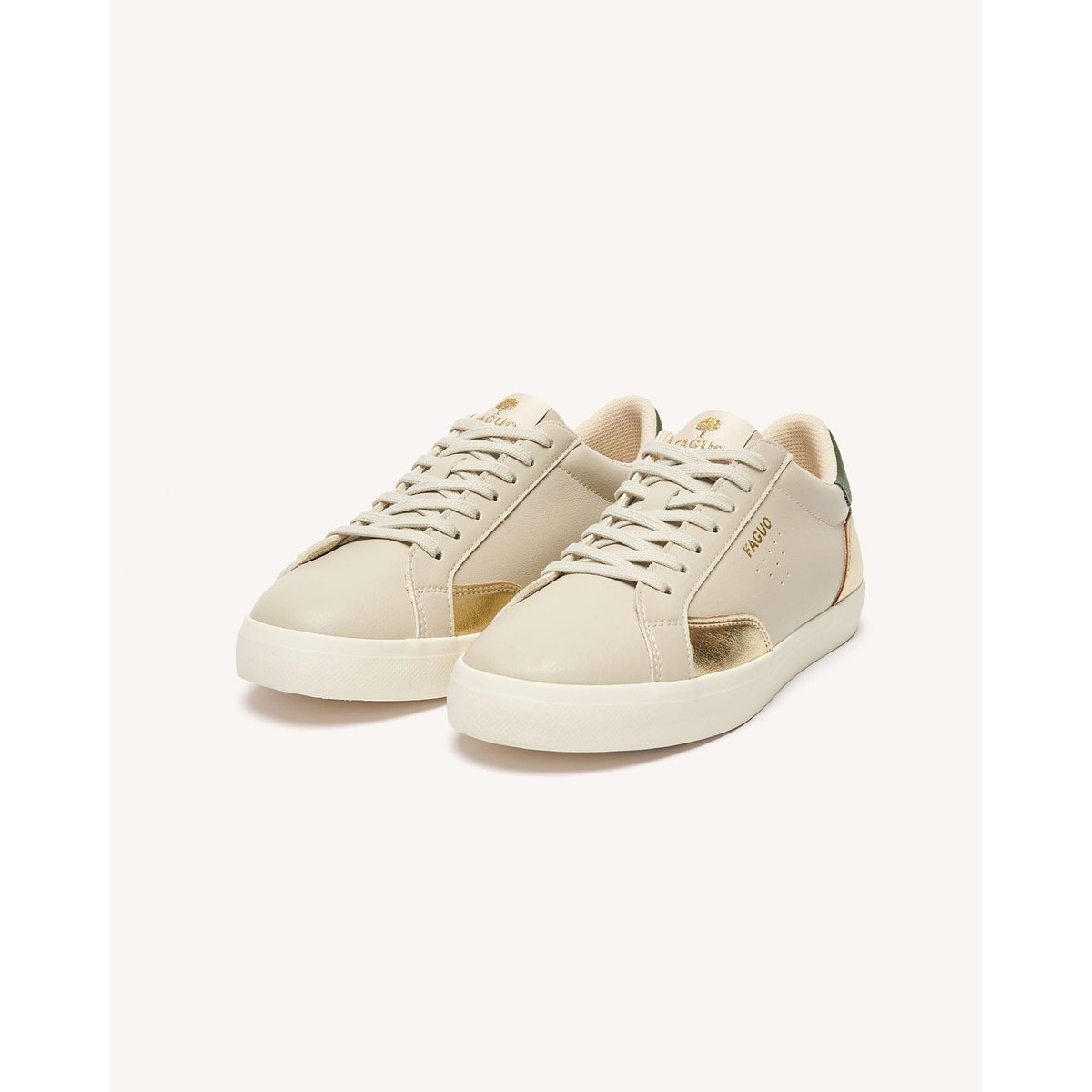 Tennis basses écru et kaki, FAGUO