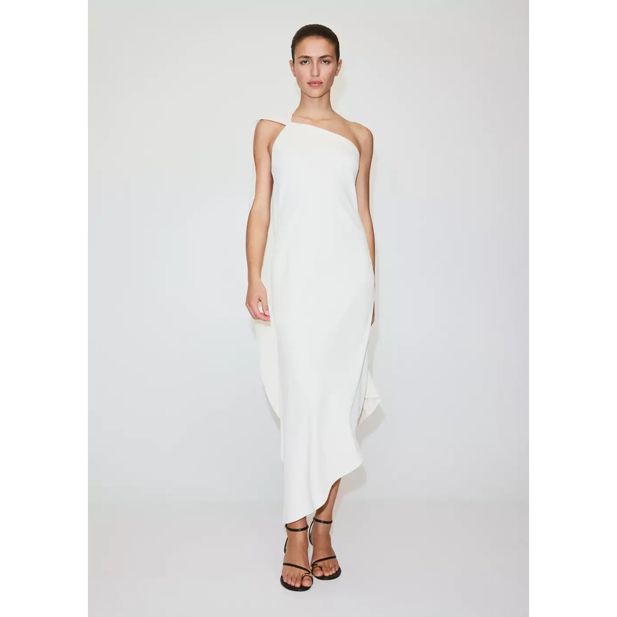 Robe asymétrique foulard écru, MANGO