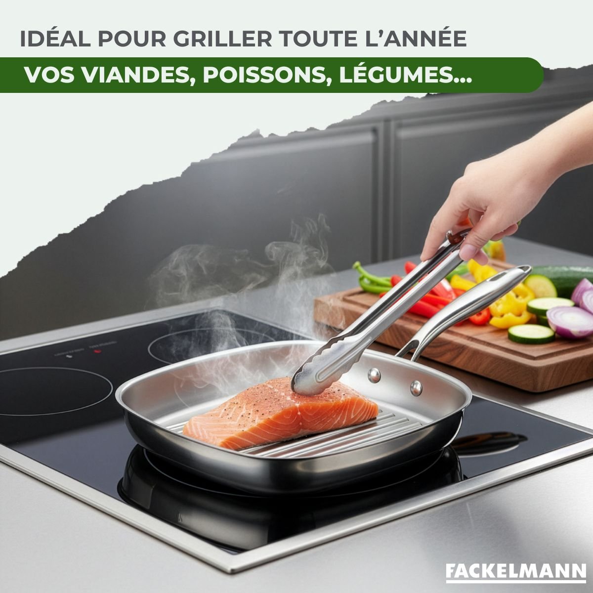 Gril 28 cm en inox 18/10 Triply VITA3 inox, FACKELMANN