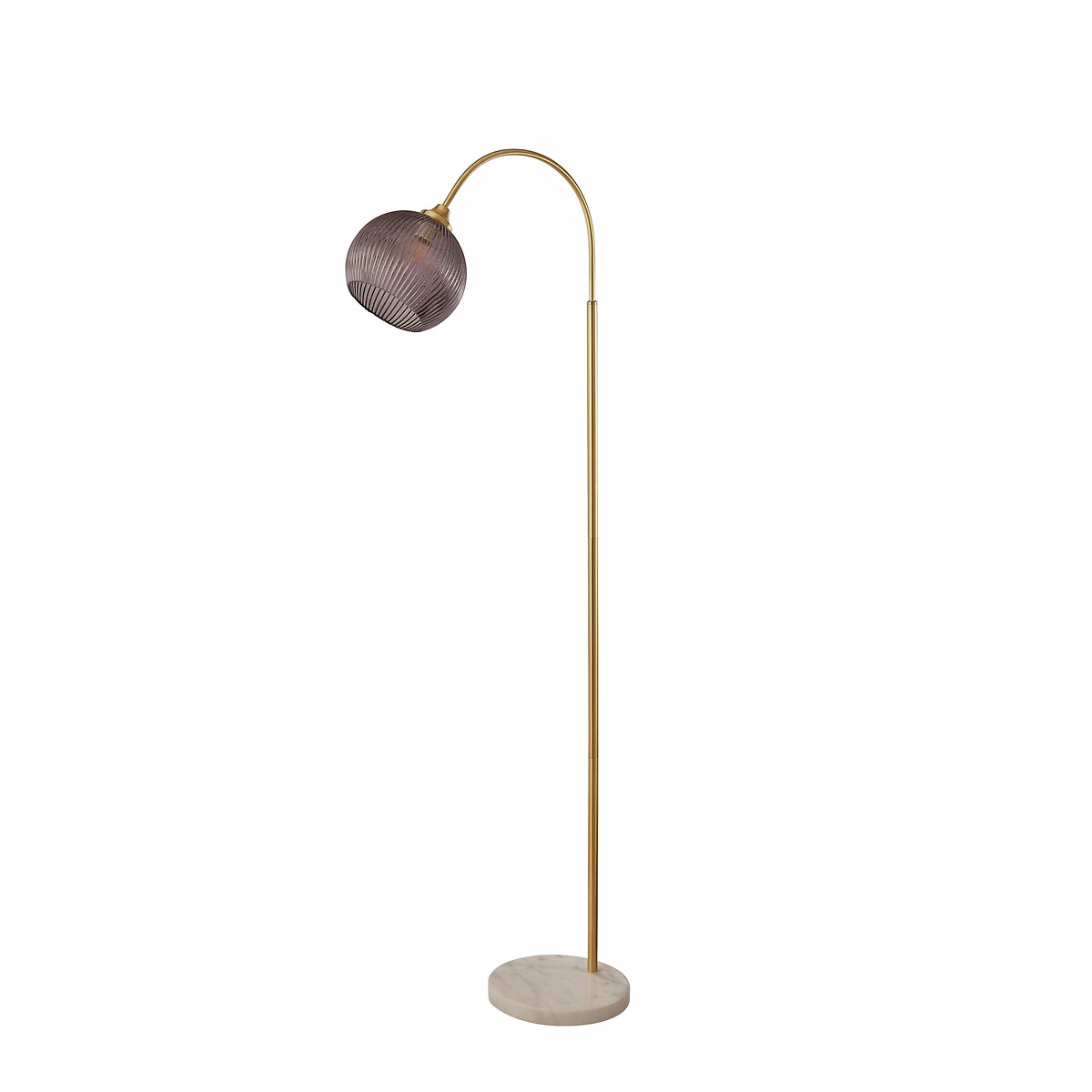 Folsom Ribbed Smoked Glass Floor Lamp in Grey brass, SO'HOME