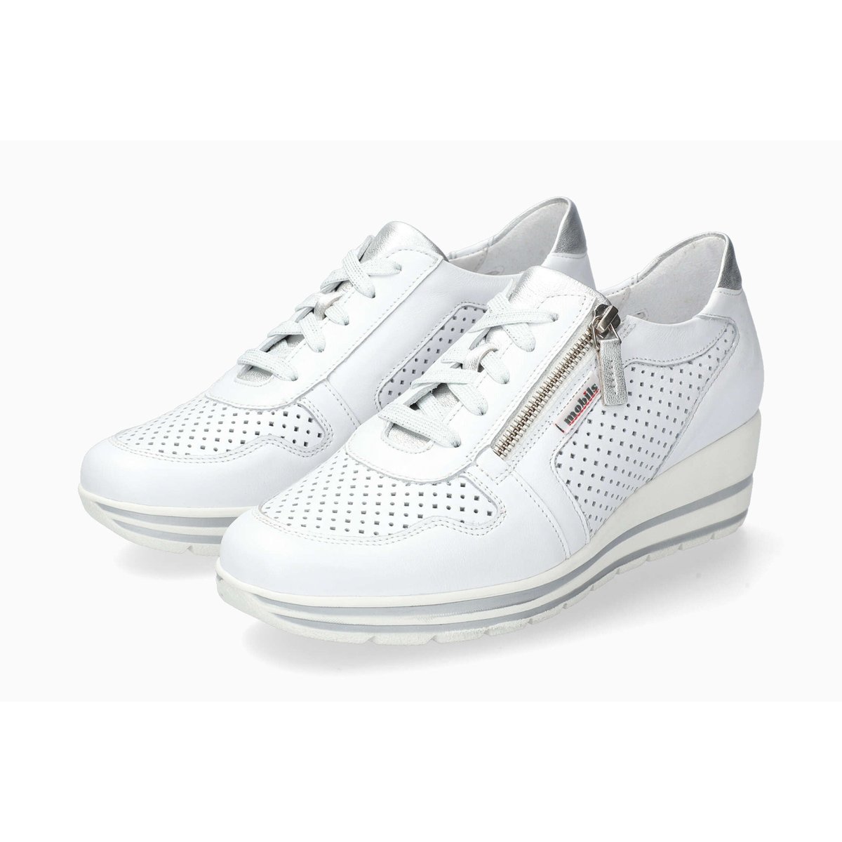 Baskets en cuir ABBY PERF blanc 5144, MEPHISTO