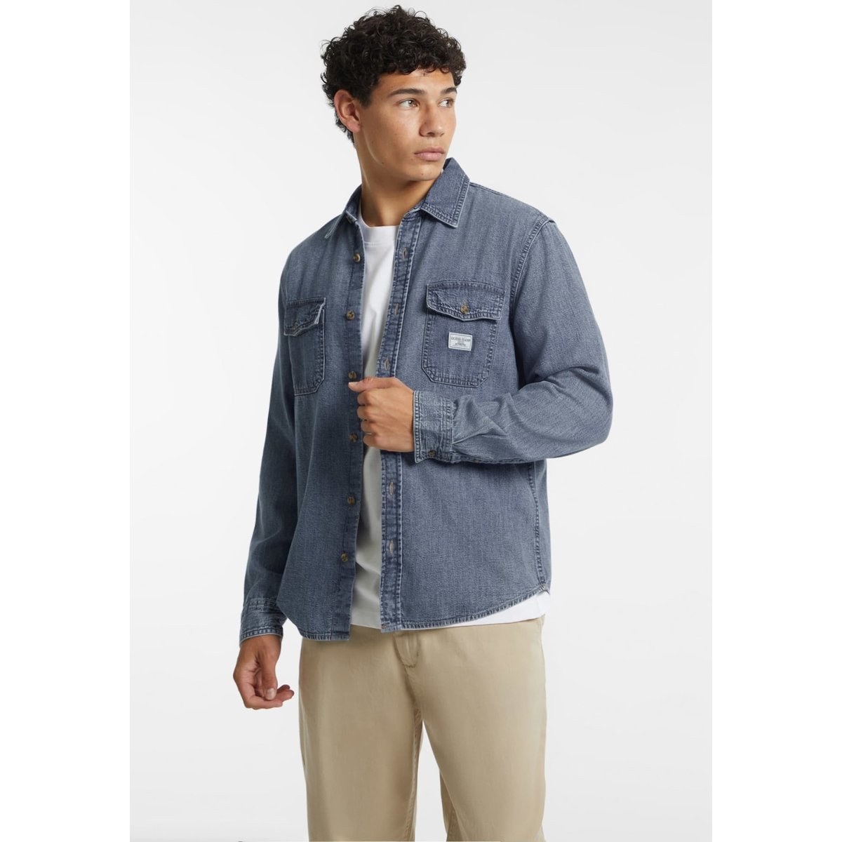 Chemise Classique En Jean À Manches Longues bleu, GUESS