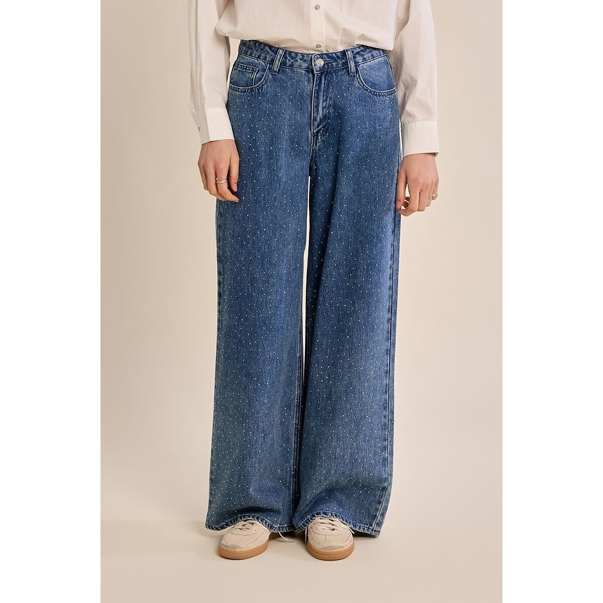 Jean large à sequins denim bleu, MOLLY BRACKEN