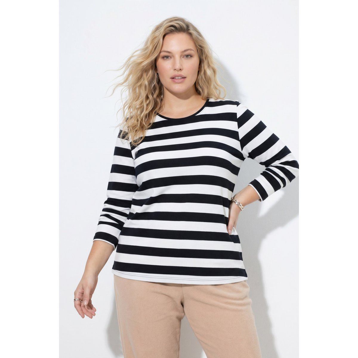 T-shirt à larges rayures larges noir, ULLA POPKEN