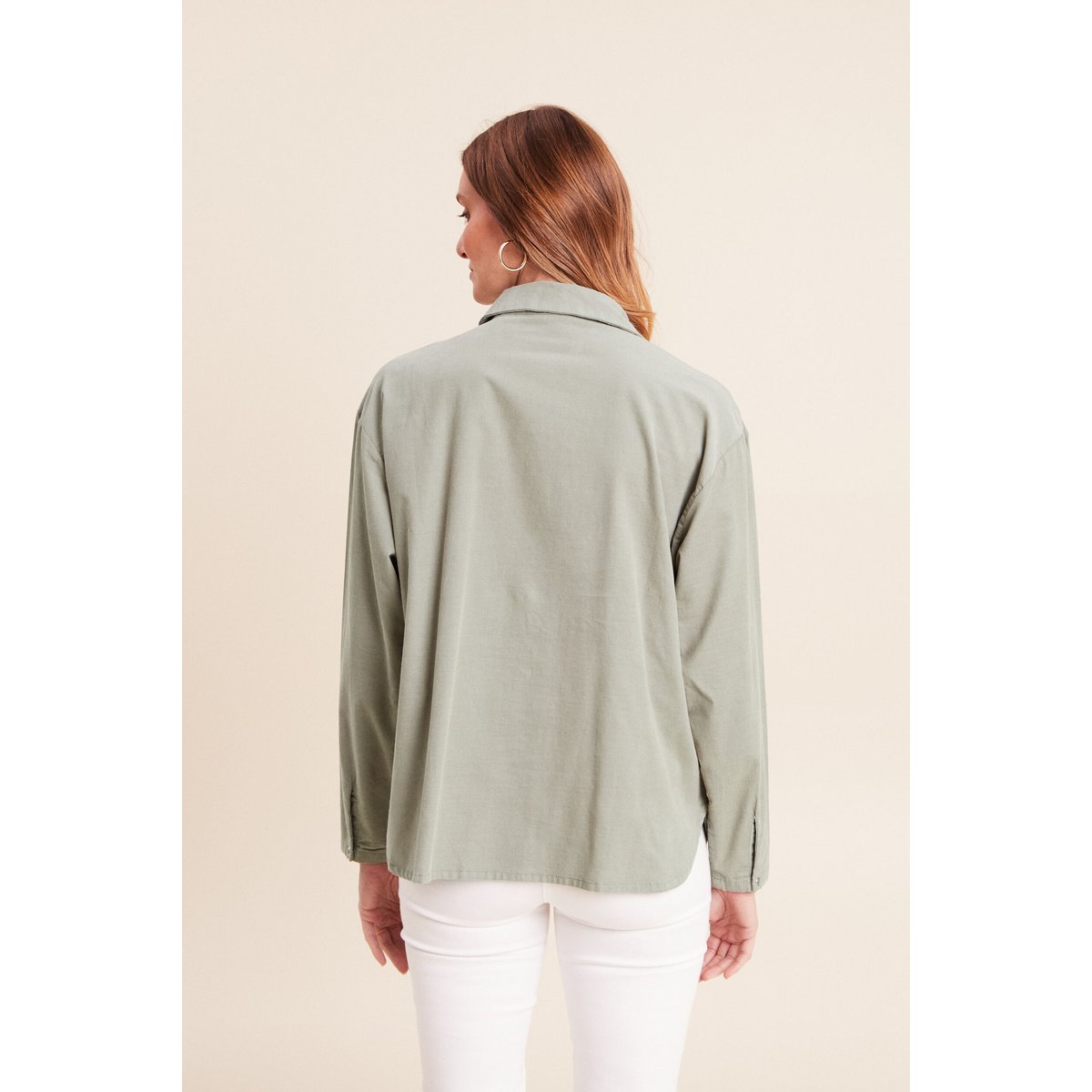 Chemise ample en velours milleraie vert clair, BREAL