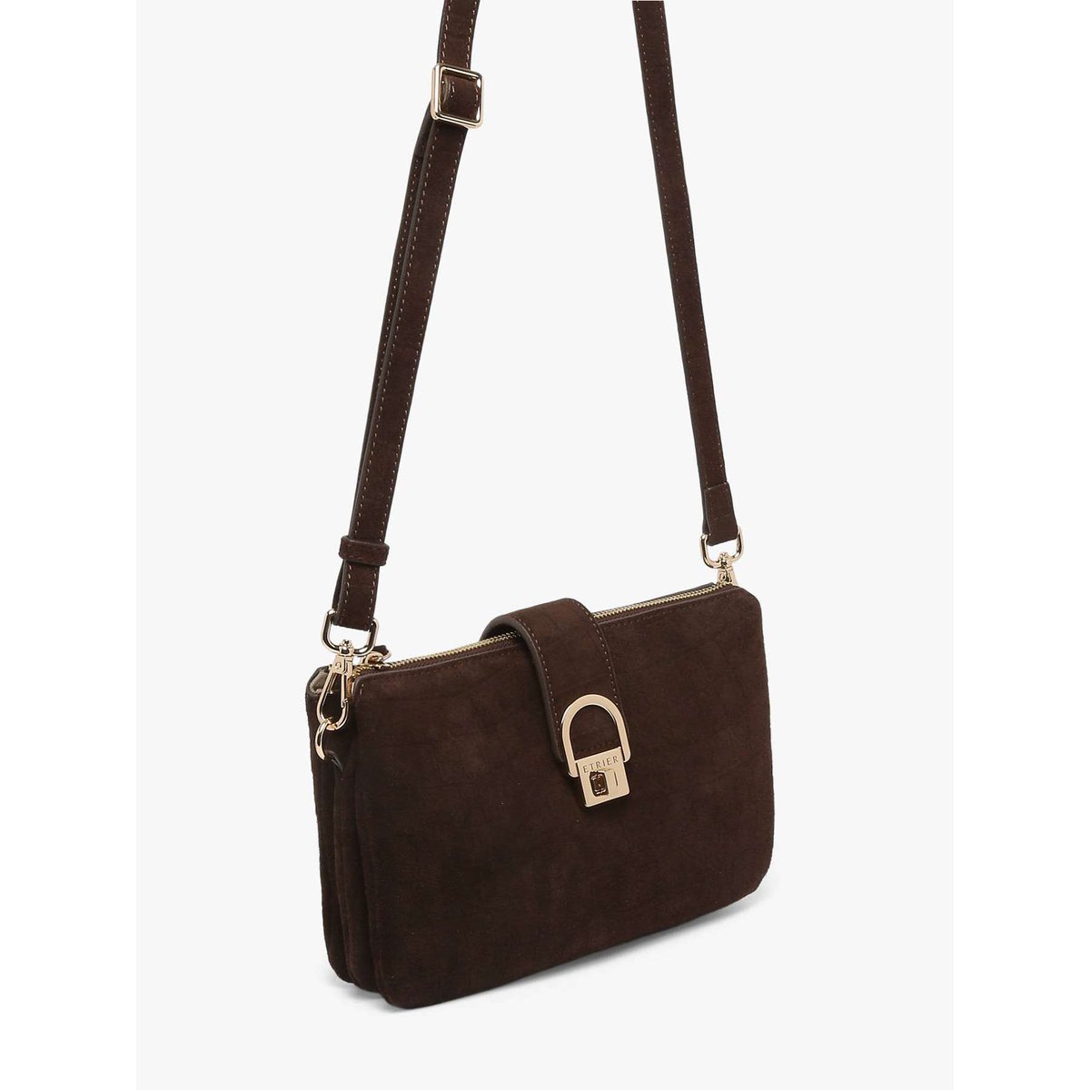 Sac bandoulière Equestre croco Equestre croco chocolat, ETRIER