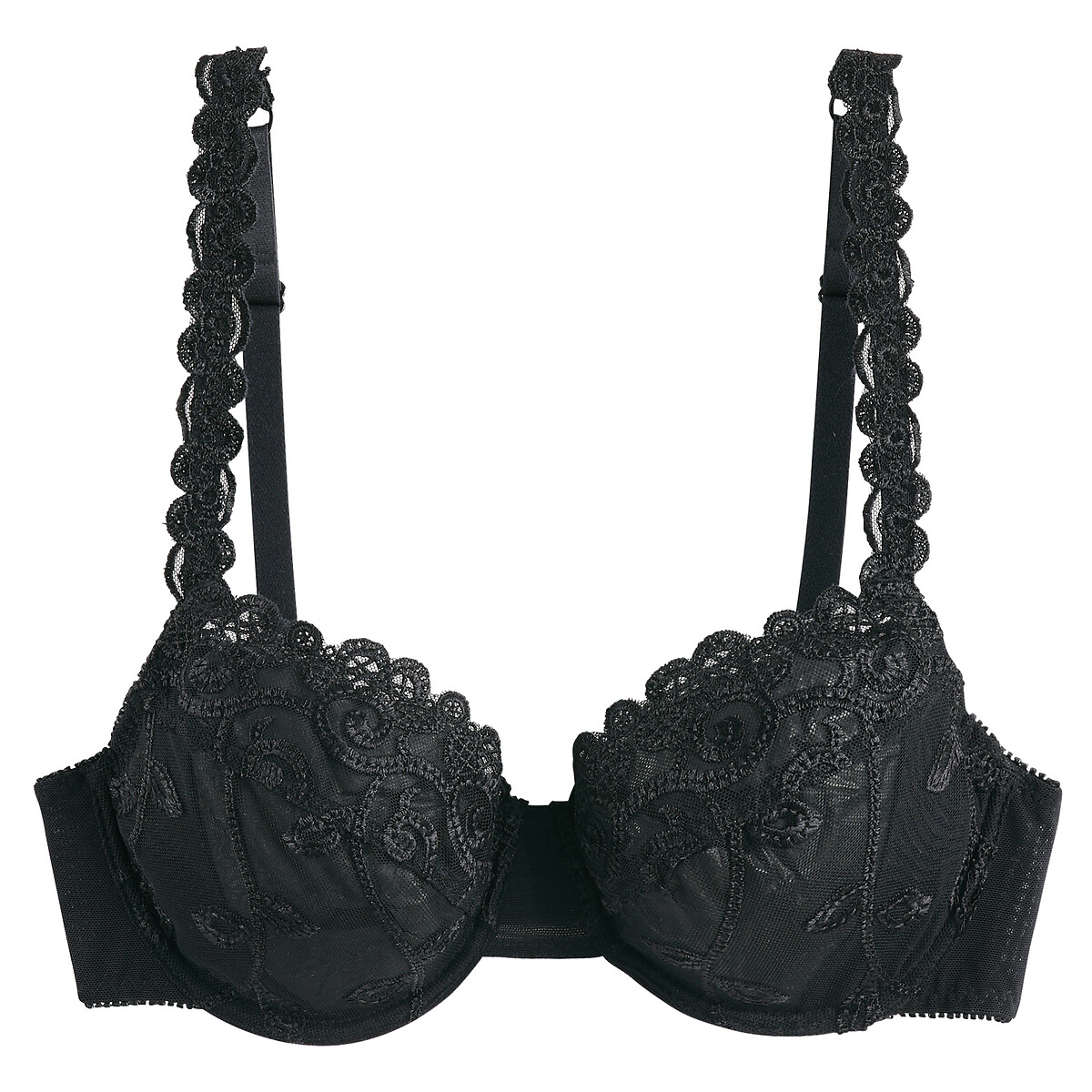 Sujetador envolvente de tul bordado, Lyssa negro, ANNE WEYBURN