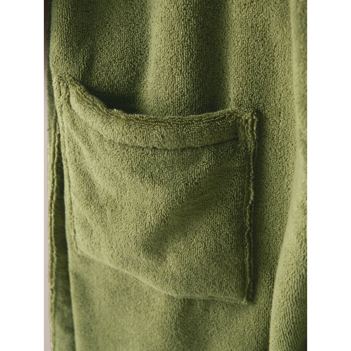 Peignoir éponge à col châle kaki, CYRILLUS
