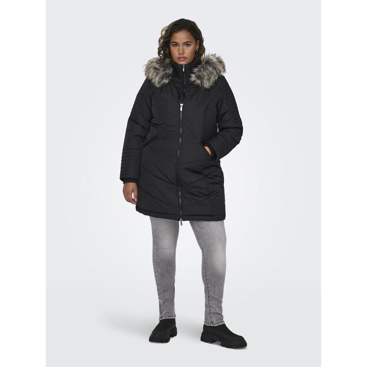 Manteau Manteaux Capuche Poignets côtelés black 1, ONLY