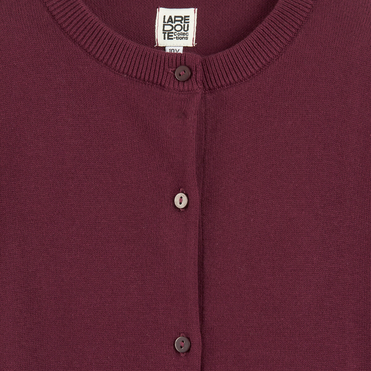 Cotton Fine Knit Cardigan burgundy, LA REDOUTE COLLECTIONS
