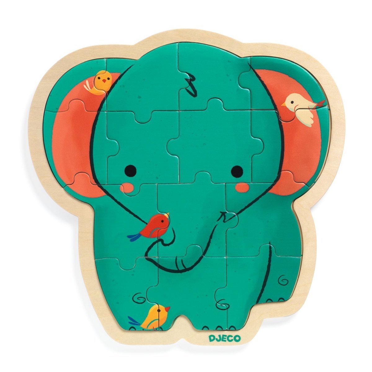 Puzzle en bois Éléphant multicolore, DJECO