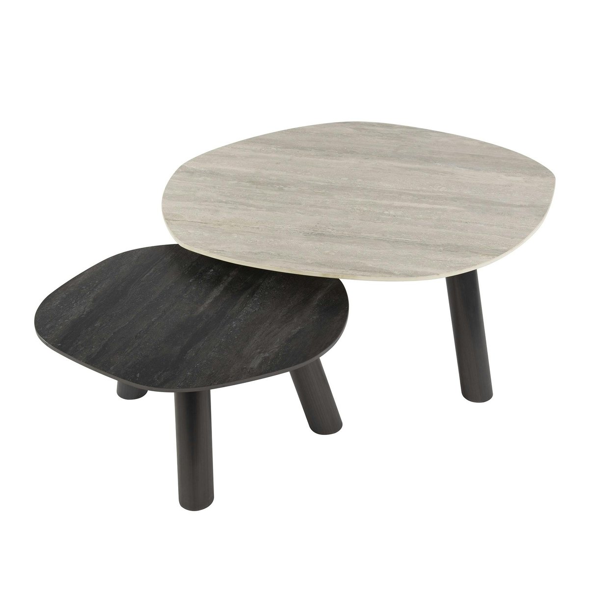 Tables basses design céramique 3D gris clair & foncé (x2) GALWAY gris, PIER IMPORT