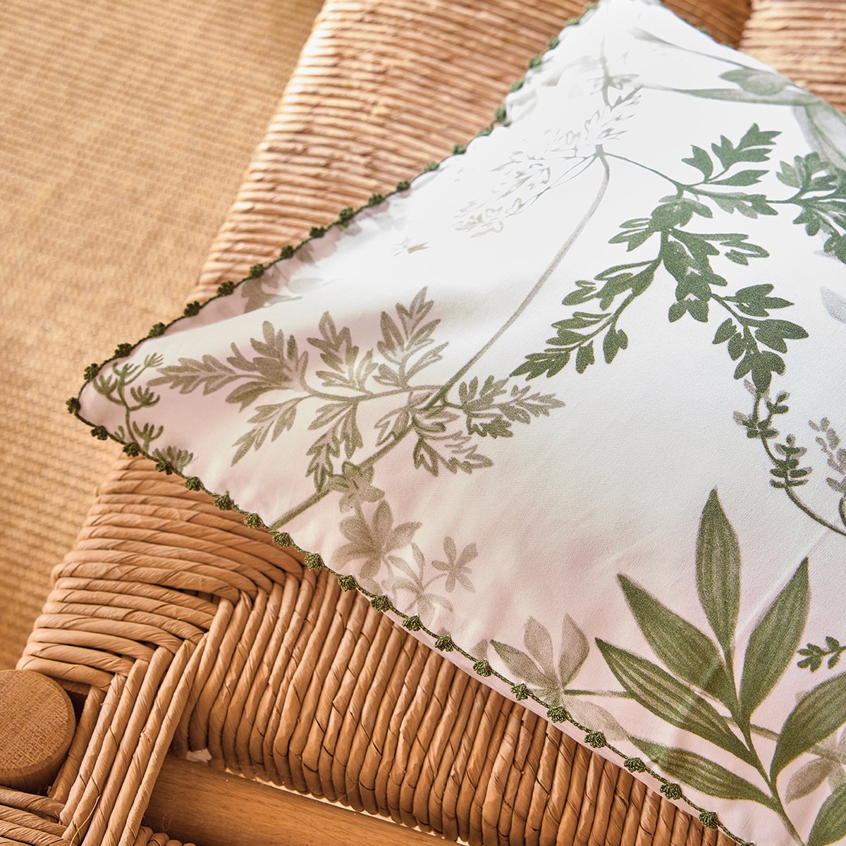 Taie décorative  Jardin d'eden  Indigo 30X41 100% coton lierre, LE JACQUARD FRANCAIS