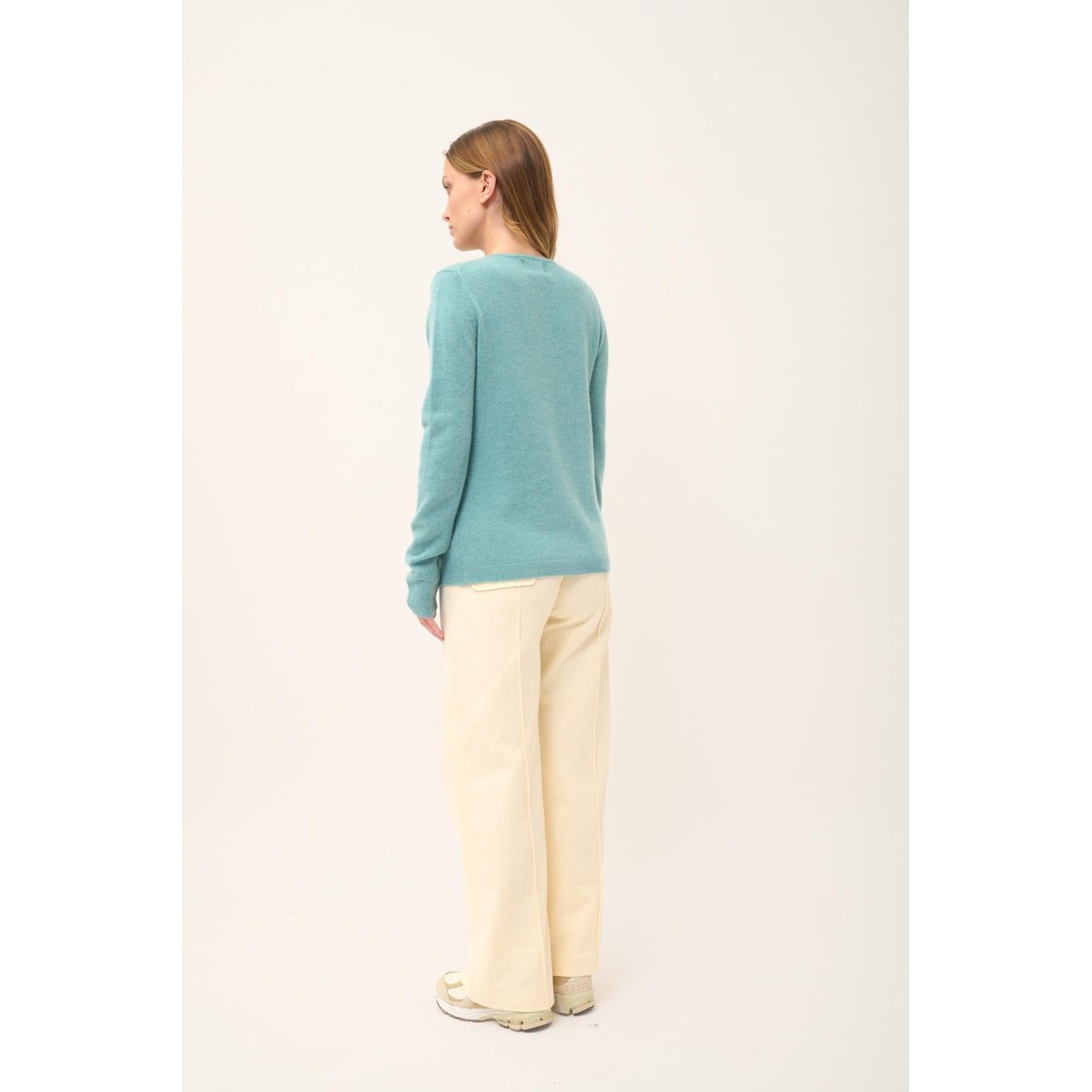 Cardigan Col Rond Vert Chiné Katharine vert chiné, JUST CASHMERE